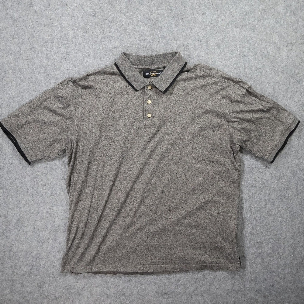 Golden Bear Polo Shirt Mens Large Gray Excellent Short Sleeve Cotton Knit